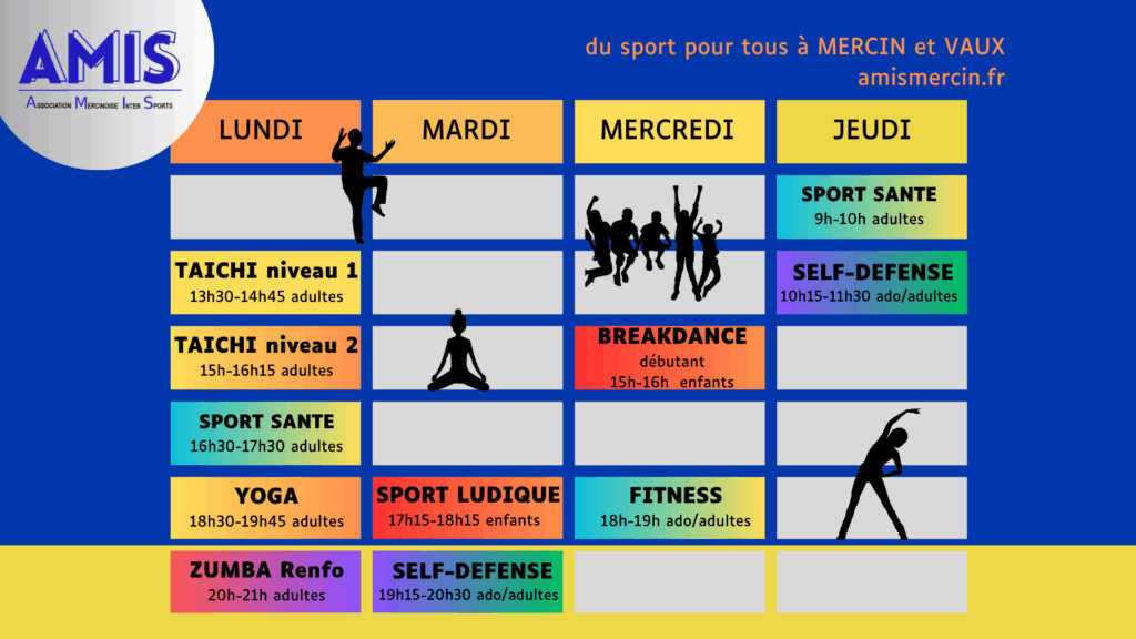 2025 planning des cours AMIS Mercin et Vaux